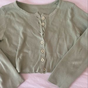 green cropped cardigan